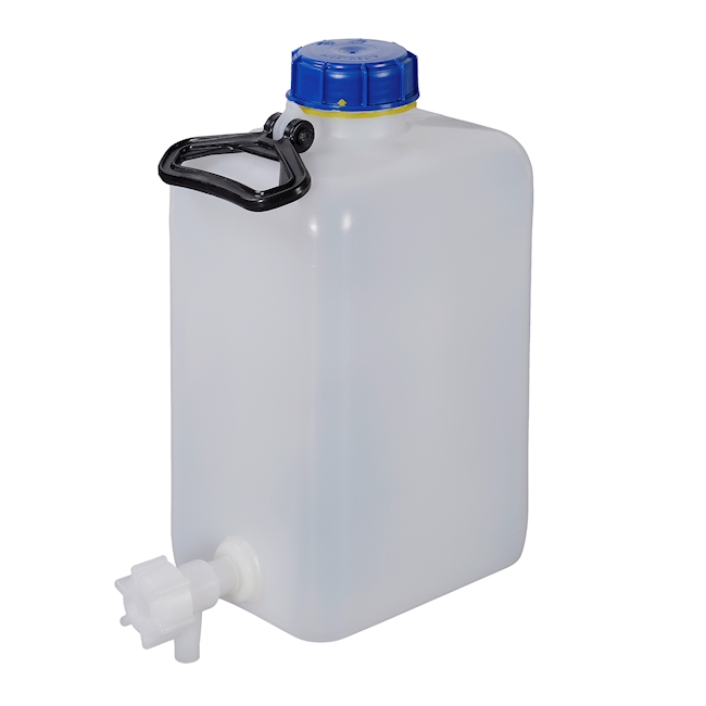 Flasche eckig PE-LD 5 lt/Hahn PE-LD